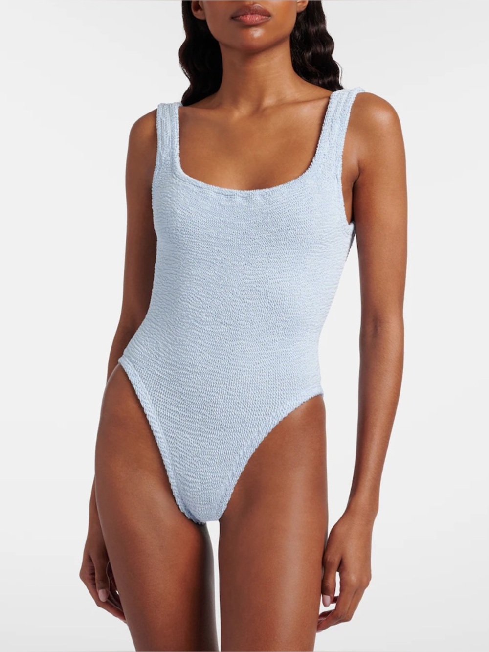 Hunza G square neck one piece swimsuit in baby blue